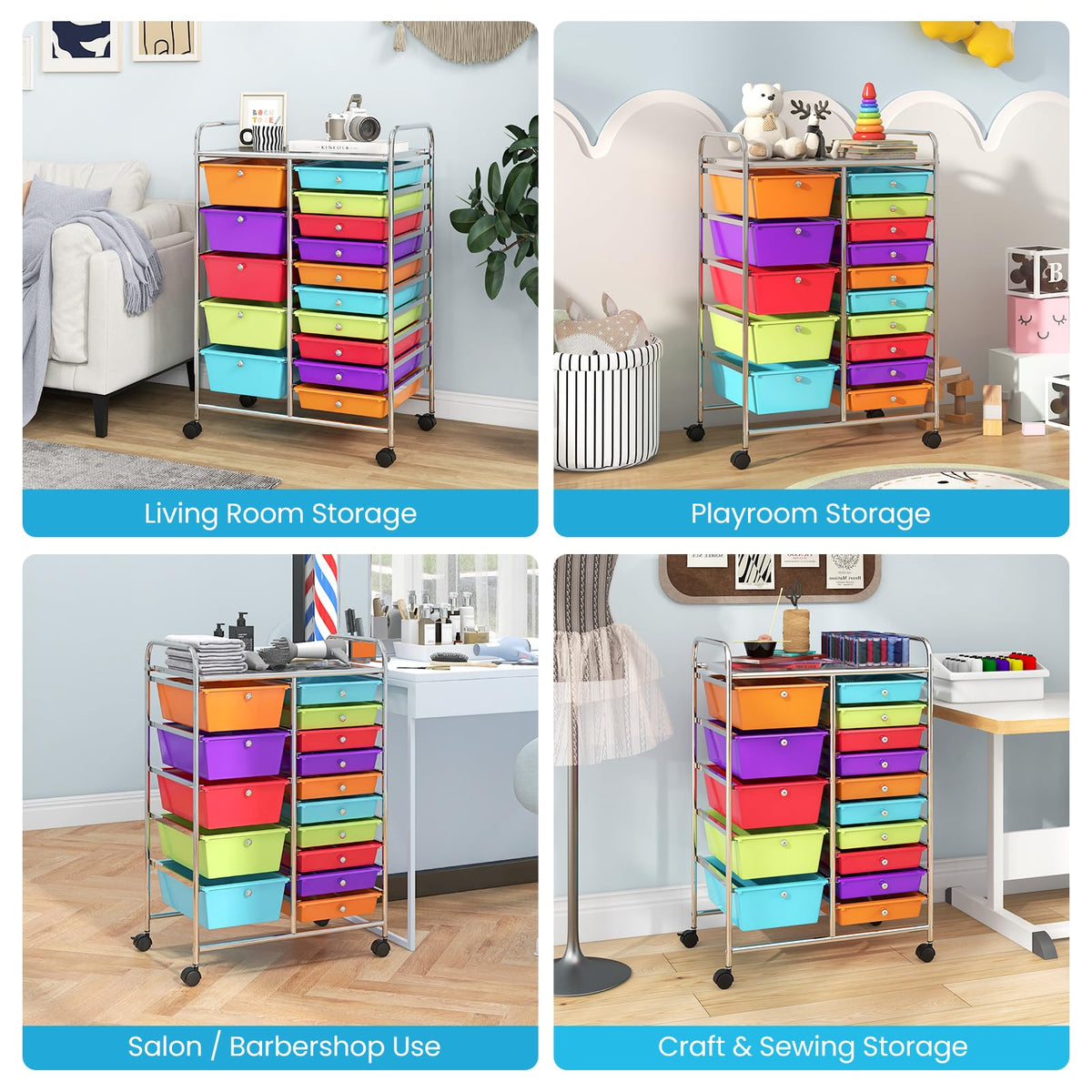 15 Drawer Rolling Storage Cart Q22418