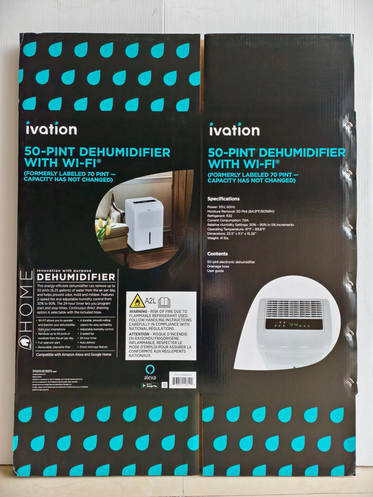 50 Pint Smart Wi-Fi Dehumidifier with Hose A30951