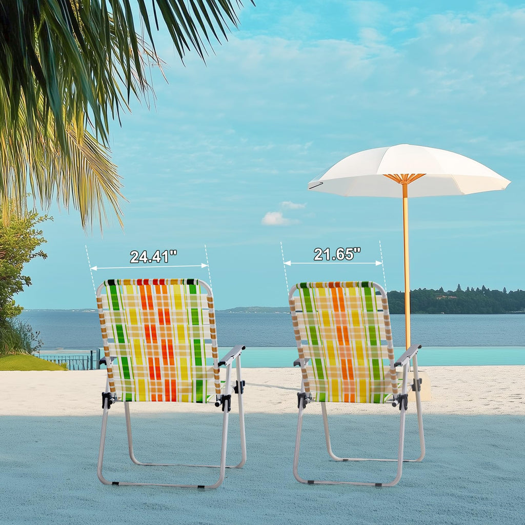 Set of 2 Yellow & Green Folding Patio Chairs Y770