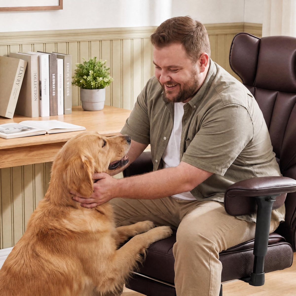 Big and Tall Brown Ergonomic Office Chair with Footrest R264549