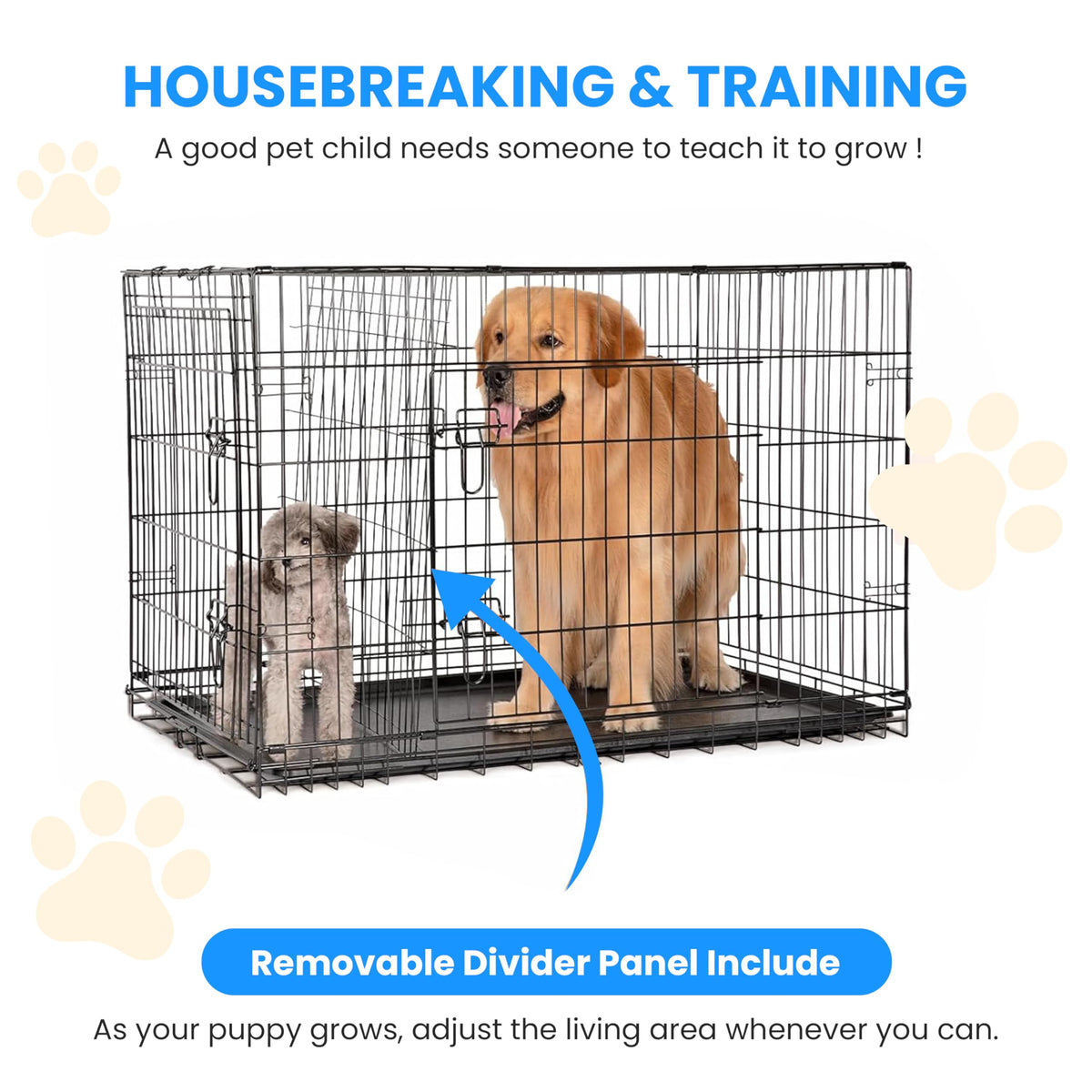 48-Inch Double Door Folding Metal Wire Dog Crate with Divider M826452