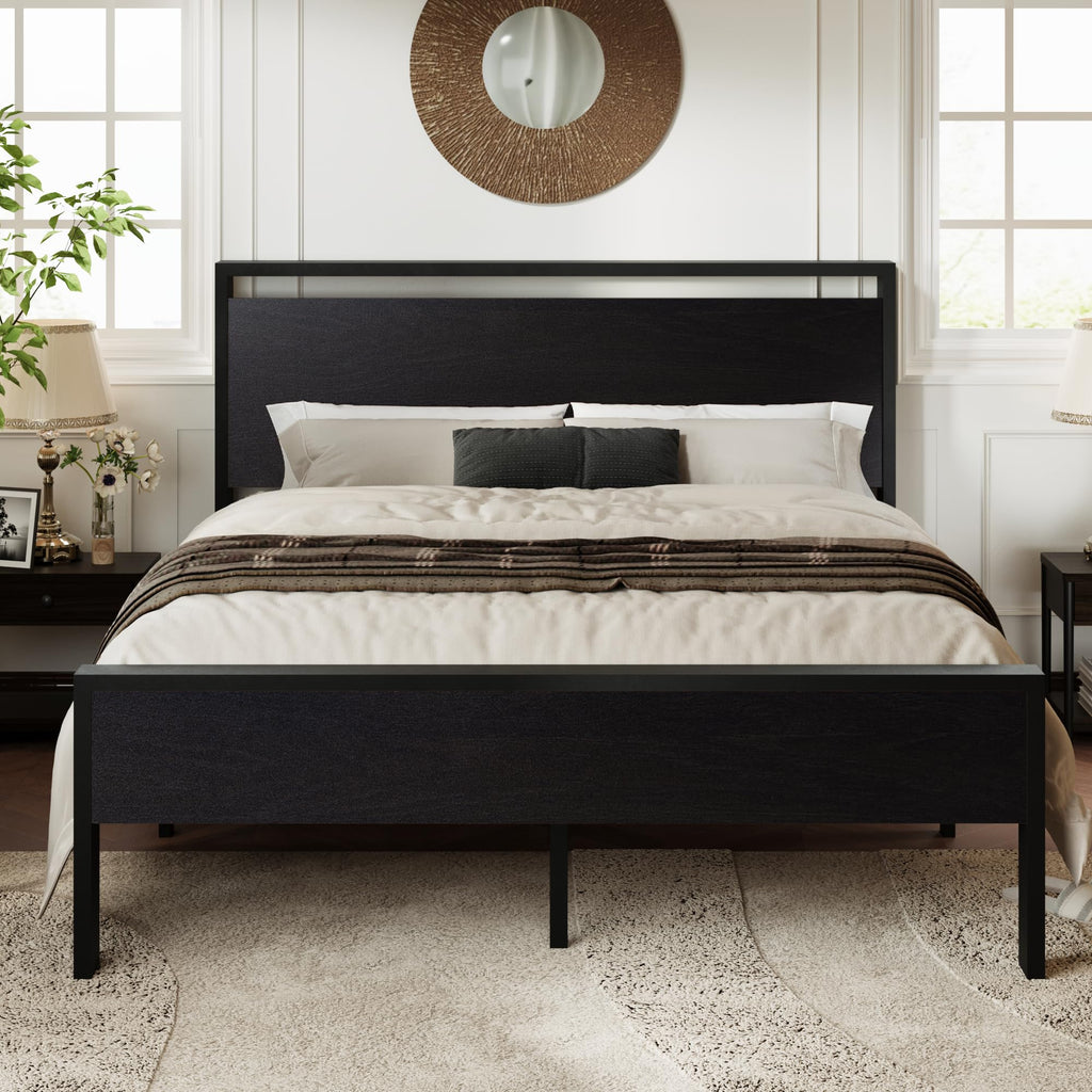 Queen Size Black Oak Bed Frame Z836243