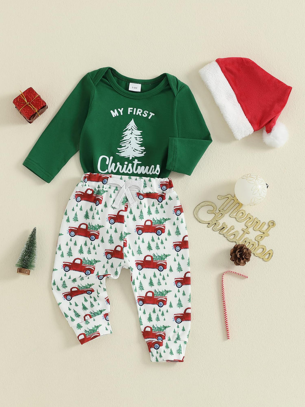 Christmas Baby Boy Outfit Newborn Romper Pant Headband Y2709