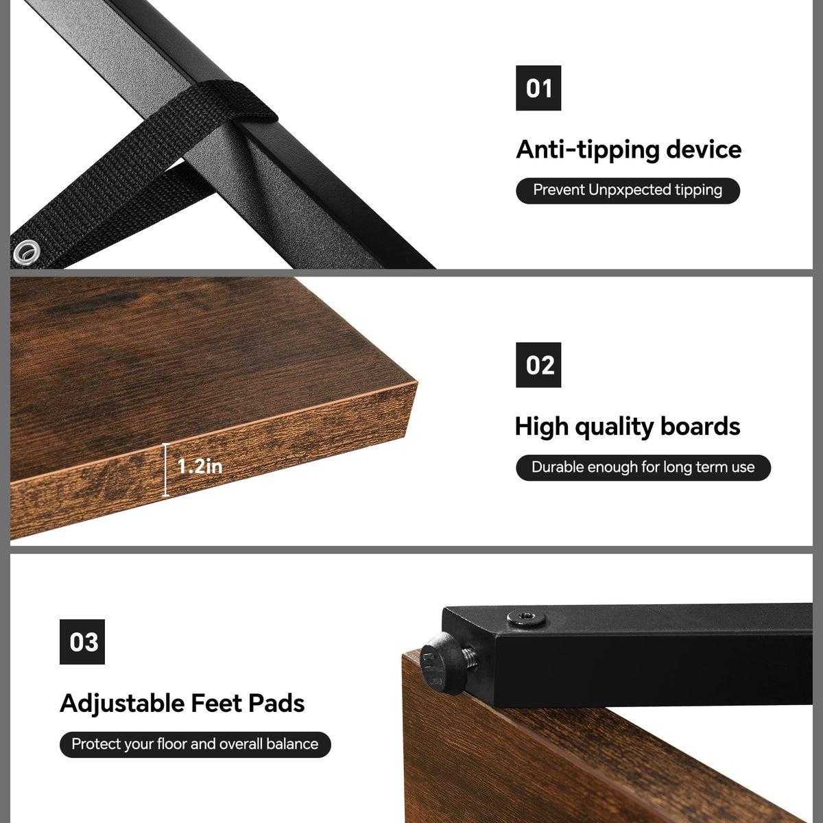 5-Tier Wood and Metal Bookshelf Q1121