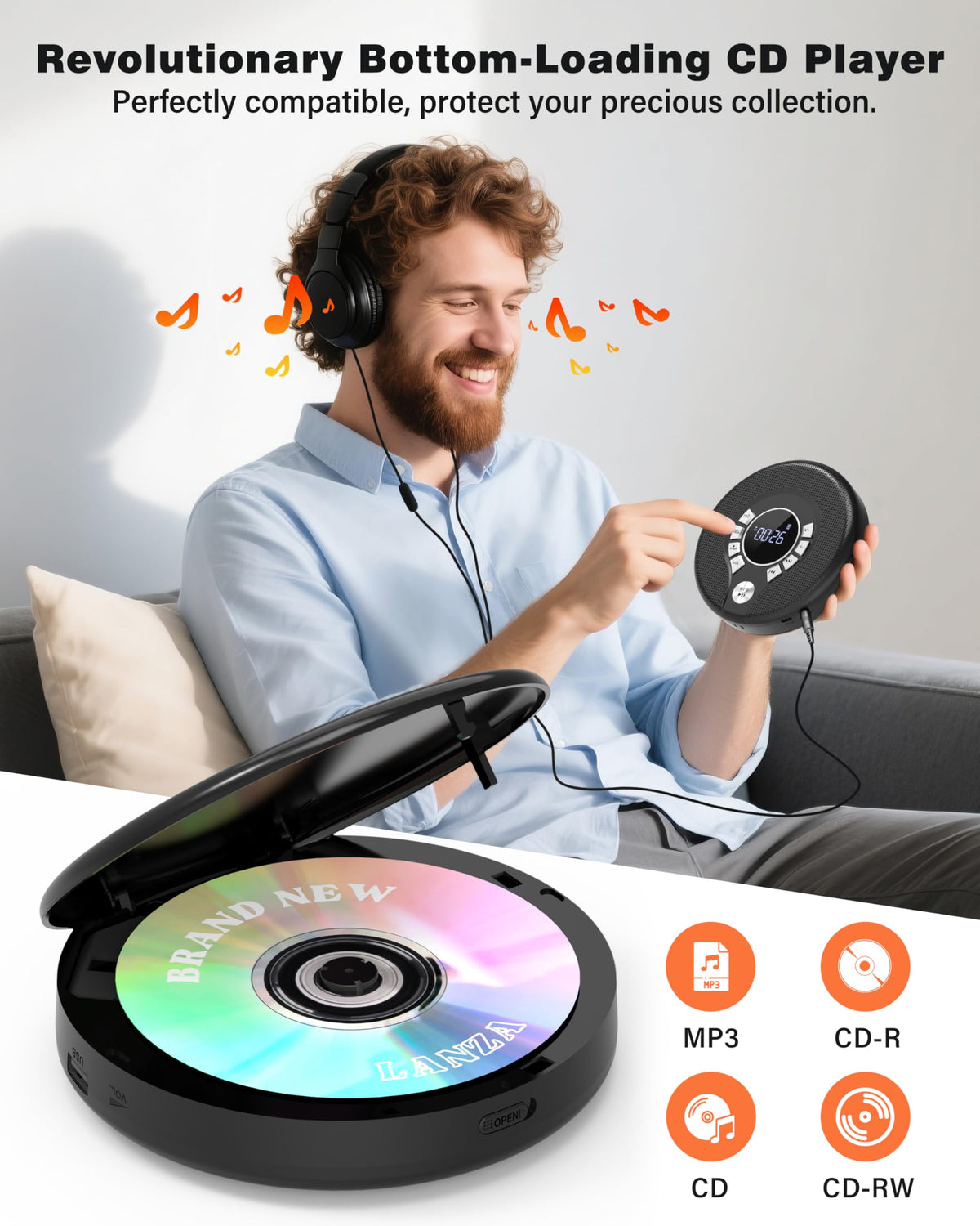Portable Bluetooth CD Player with FM Transmitter I845557
