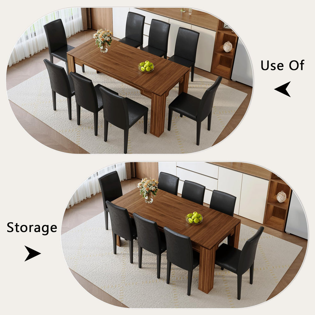 9 Piece Dining Table Set with 8 Pu Leather Chairs Y1727