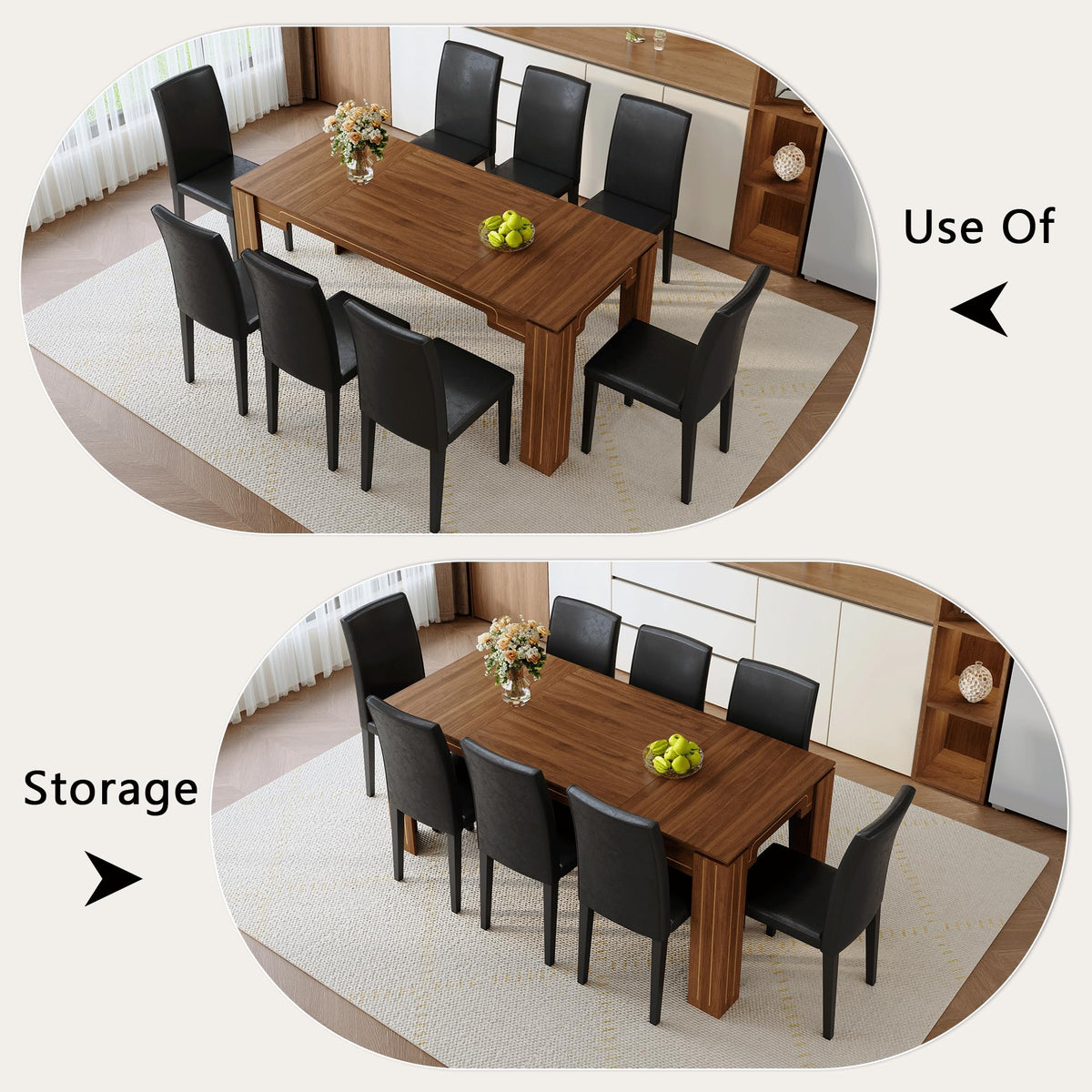 9 Piece Dining Table Set with 8 Pu Leather Chairs Y1727