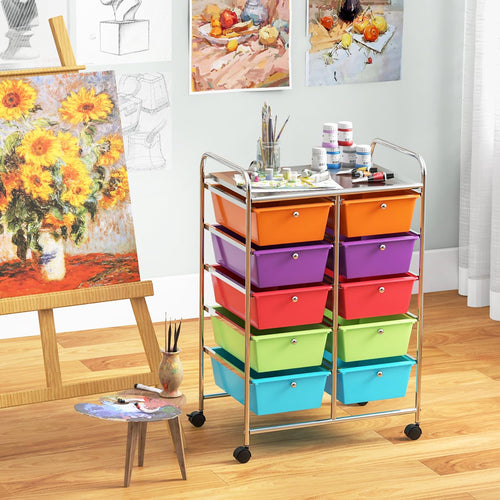 10 Drawer Rolling Storage Cart with Lockable Wheels H752