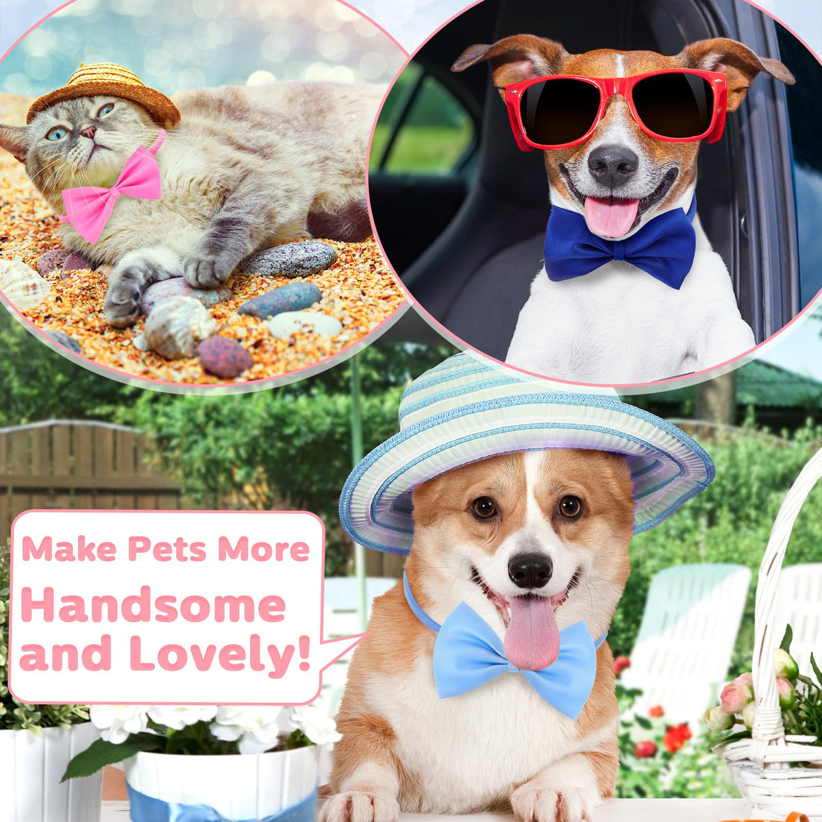 240 Pcs Dog Bow Ties with Adjustable Collar W9177