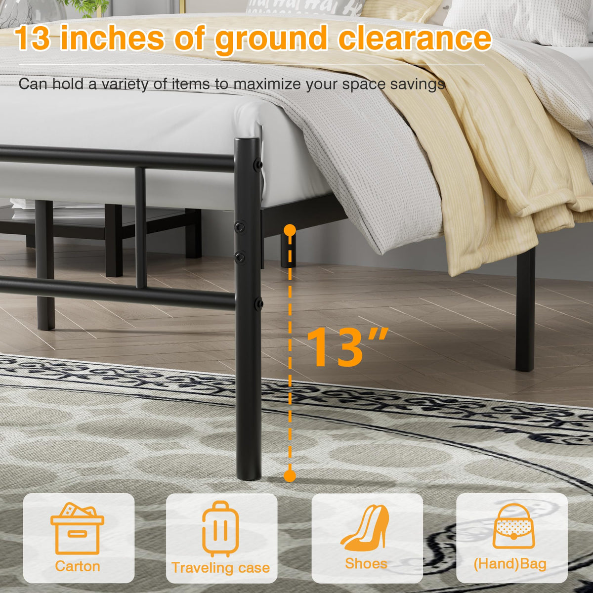Full Metal Platform Bed Frame with Headboard and Footboard Q52426