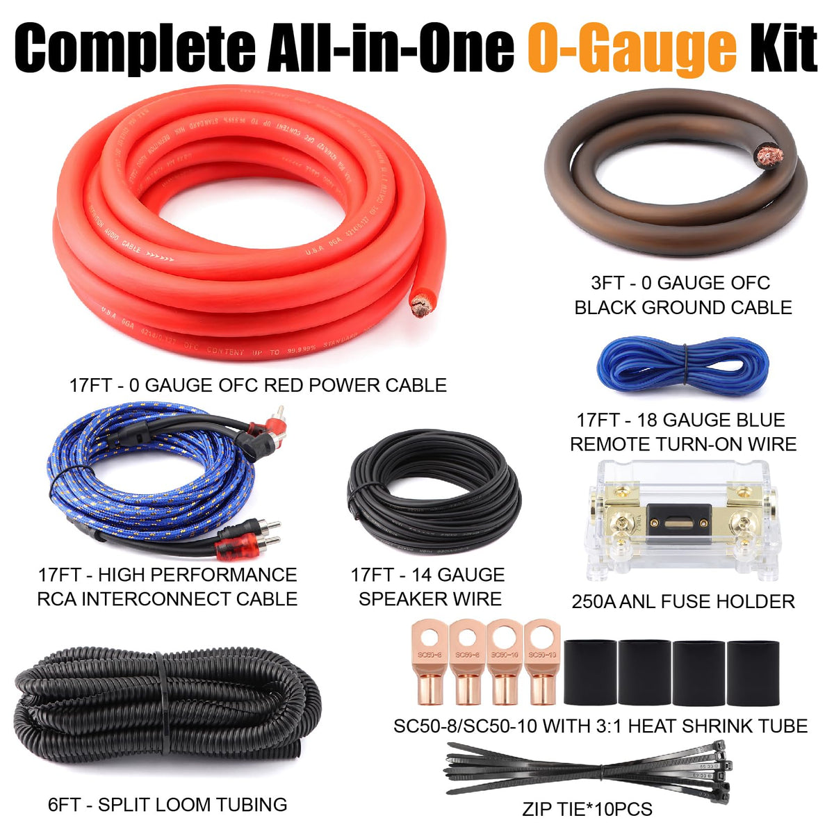 0 Gauge OFC Amp Wiring Kit L12259