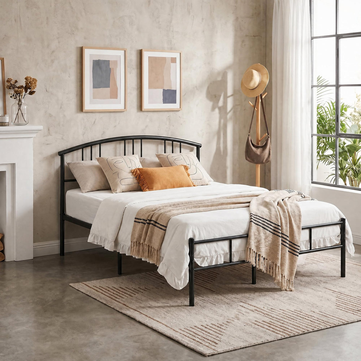 Full Metal Platform Bed Frame with Headboard and Footboard Q52426