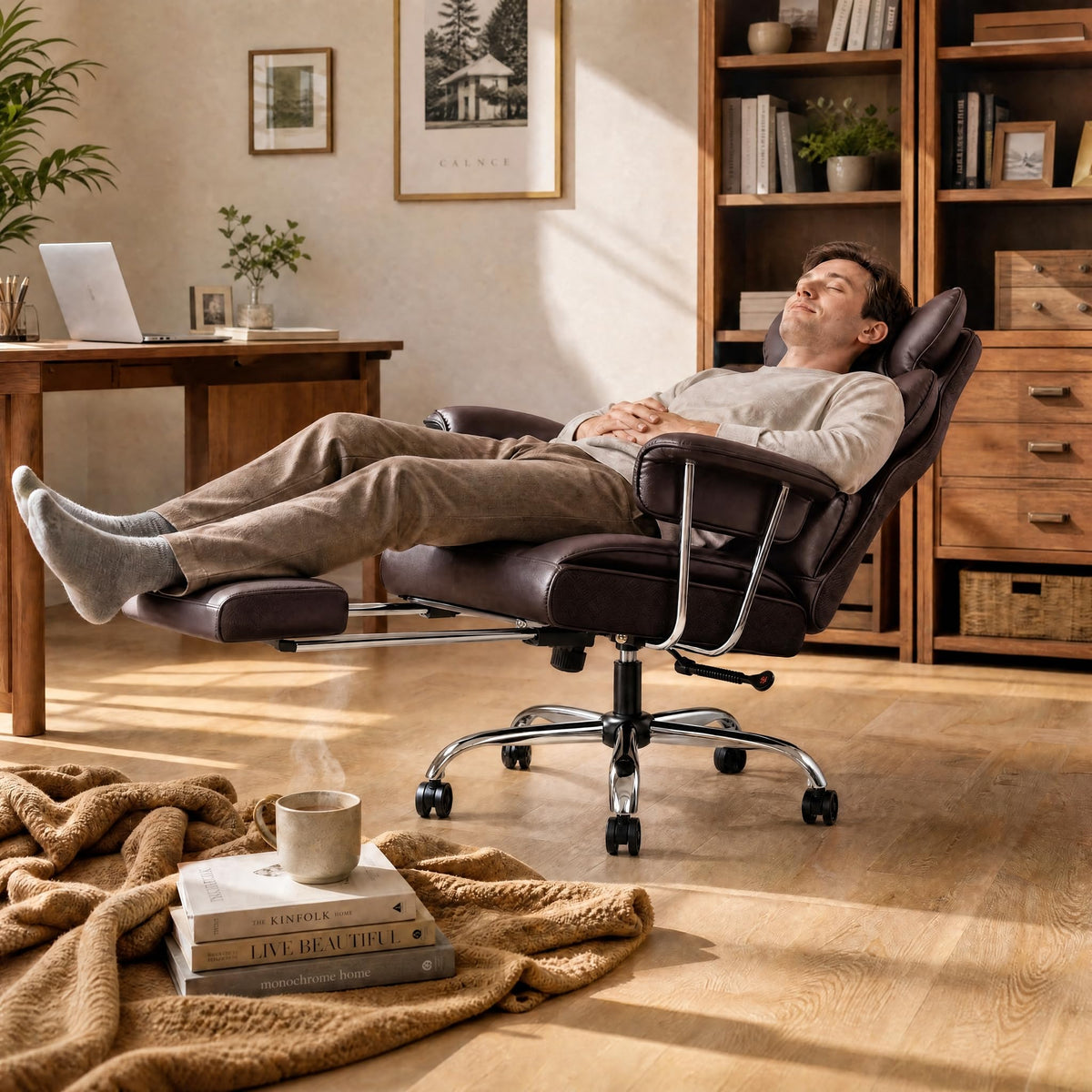 Big and Tall Brown Ergonomic Office Chair with Footrest R264549
