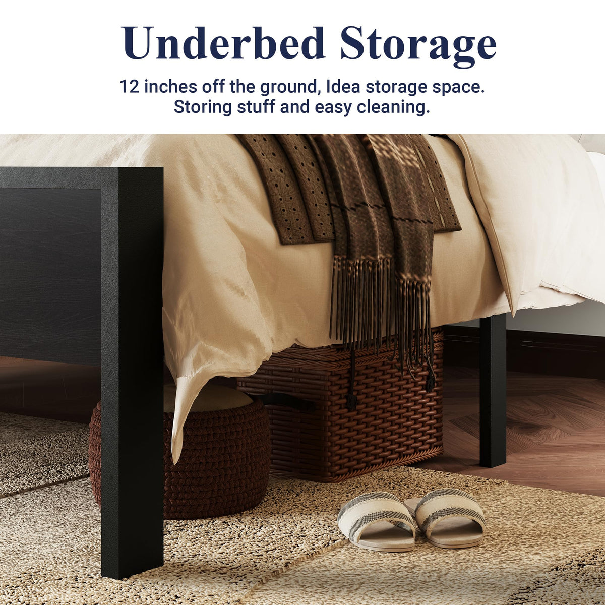 Queen Size Black Oak Bed Frame Z836243