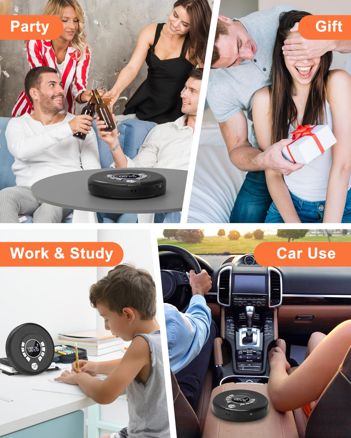 Portable Bluetooth CD Player with FM Transmitter I845557
