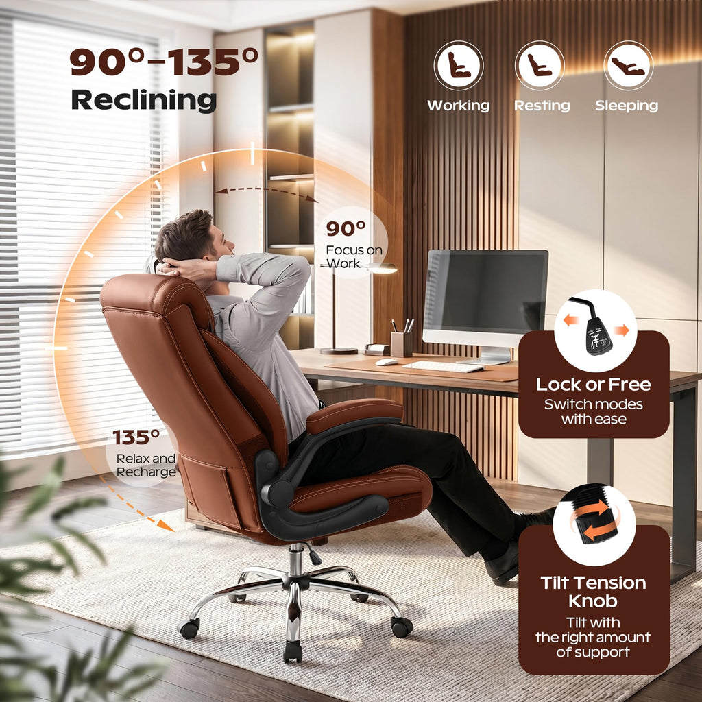 Ergonomic High Back Leather Office Chair with Lumbar Support N5286