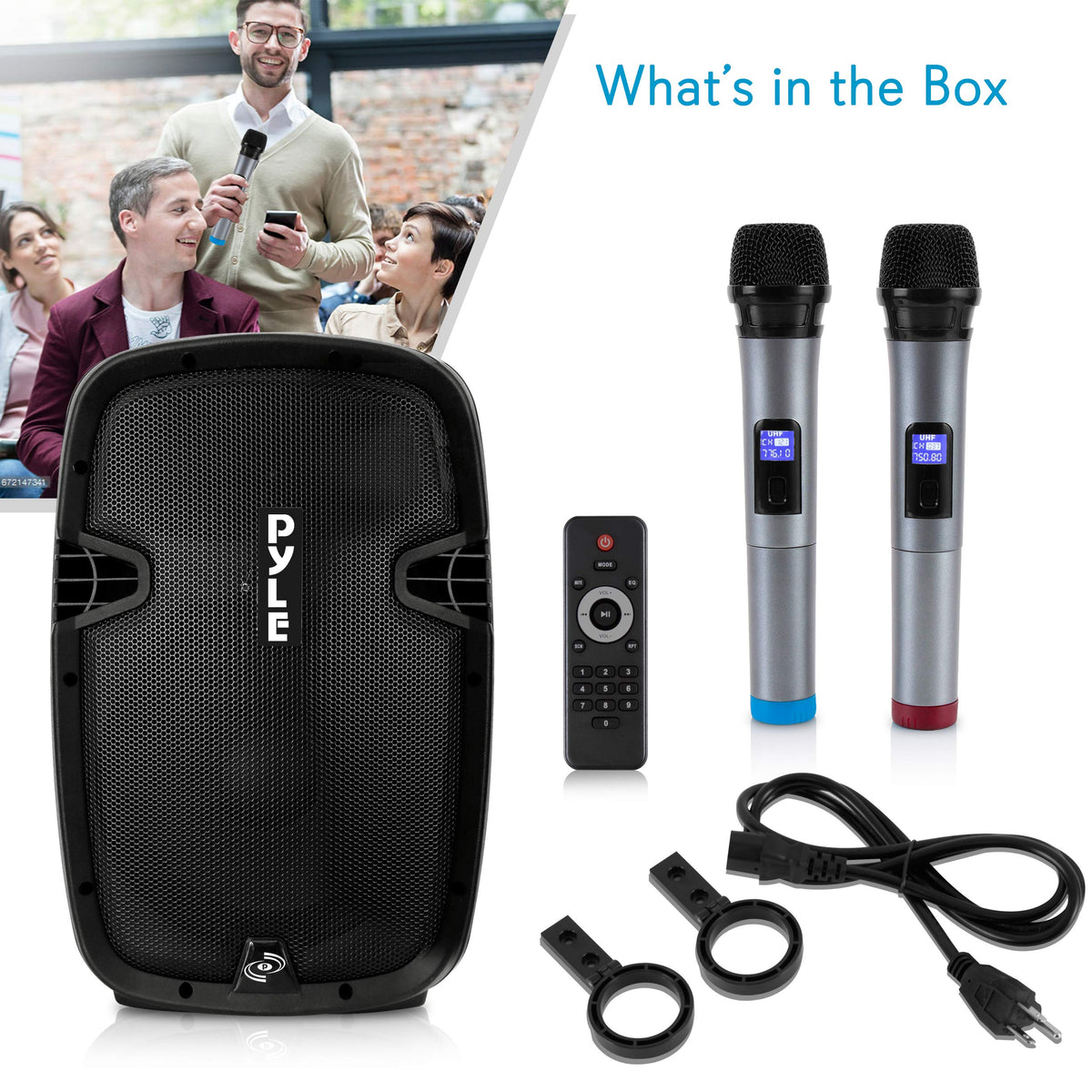 15-inch Portable PA Speaker System with 2 UHF Microphone T375