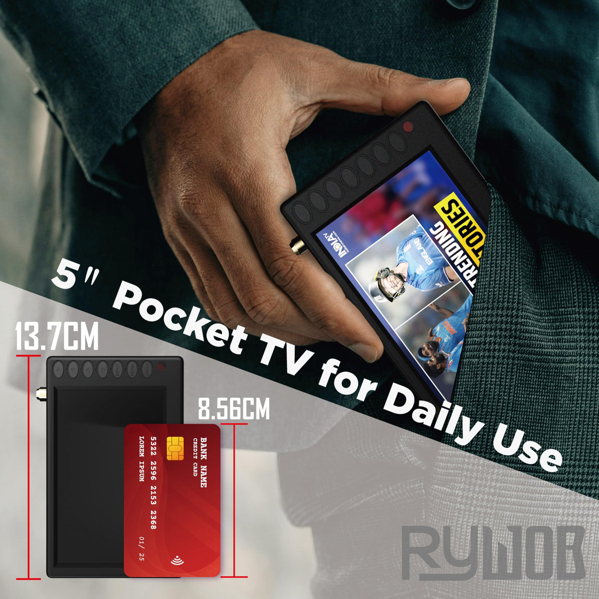 5" Portable Digital ATSC TV with Stand Q139