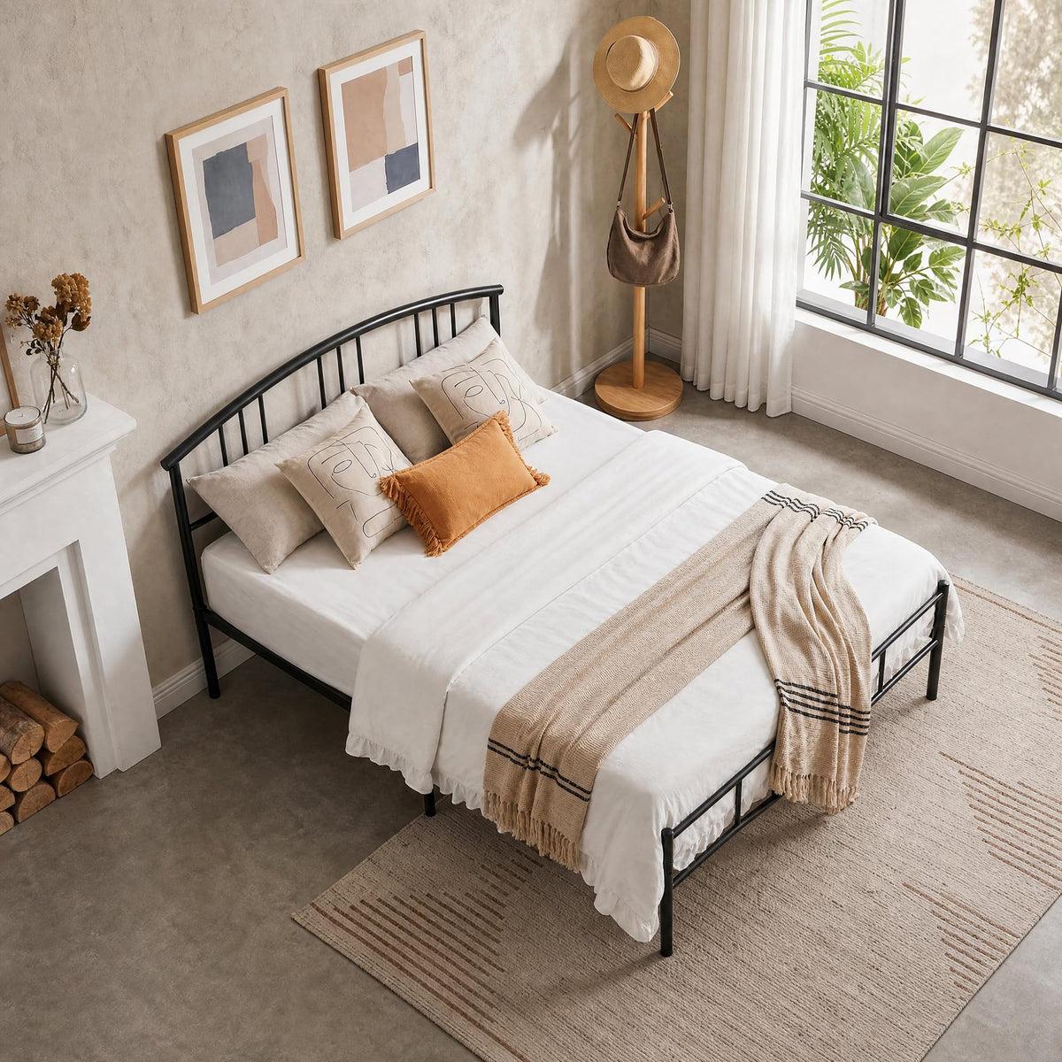 Full Metal Platform Bed Frame with Headboard and Footboard Q52426