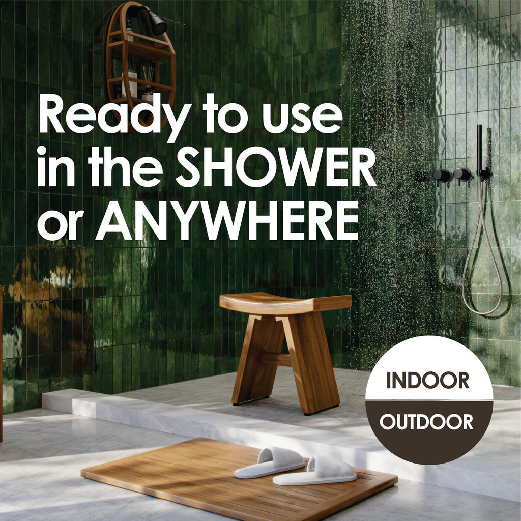 36" Teak Shower Bench with Shelf O32399