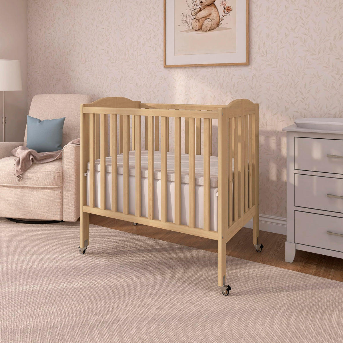 2-in-1 Portable Mini Crib with Mattress B207