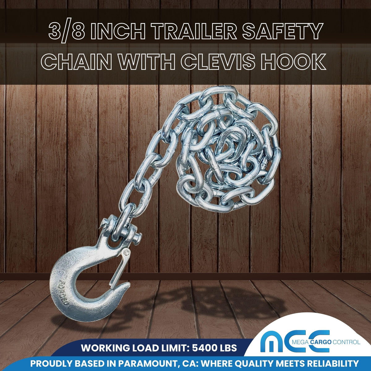 3/8" x 37" Grade 43 Safety Chain with Clevis Slip Hook Y326319