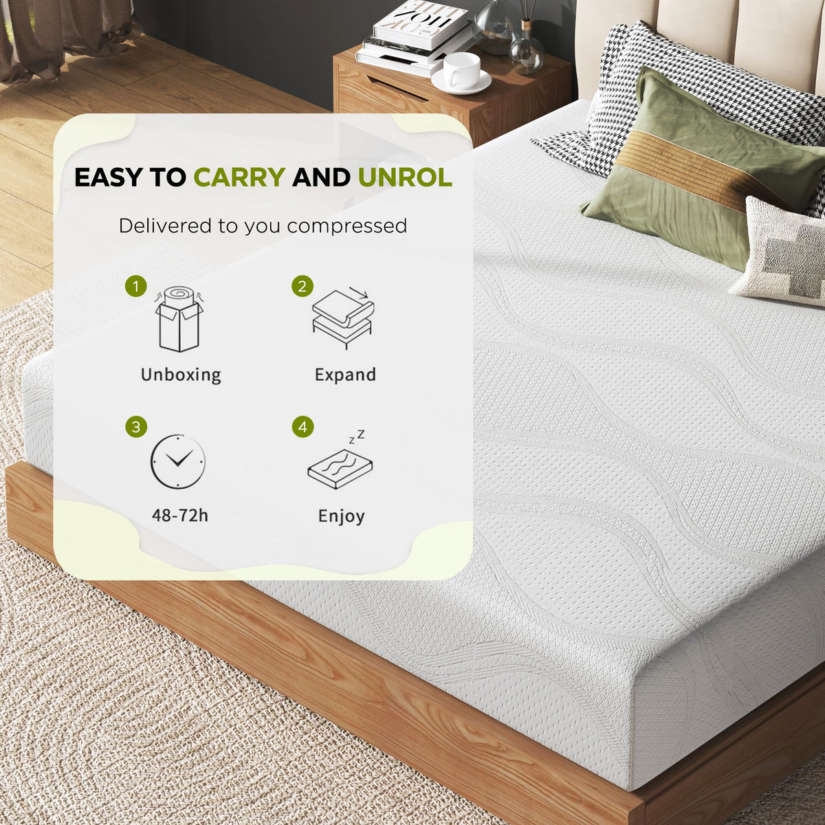 6 Inch Green Tea Gel Memory Foam Mattress S6558