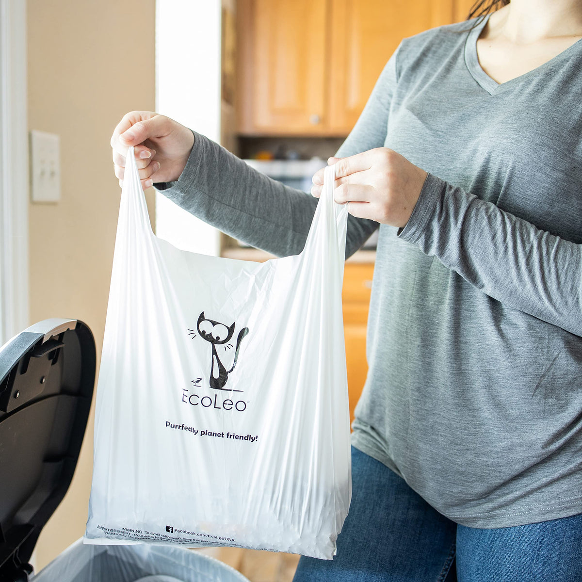 X-Large Corn Starch Leak Resistant Cat Litter Waste Bags with Easy-Tie Handles K197