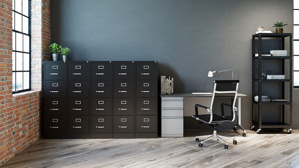 4 Drawer Letter Width Vertical File Cabinet Black P53009