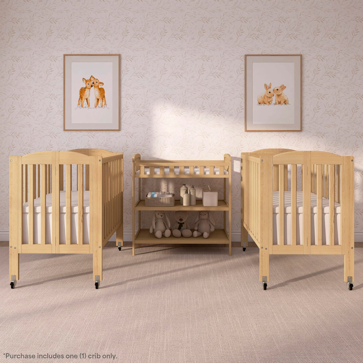 2-in-1 Portable Mini Crib with Mattress B207