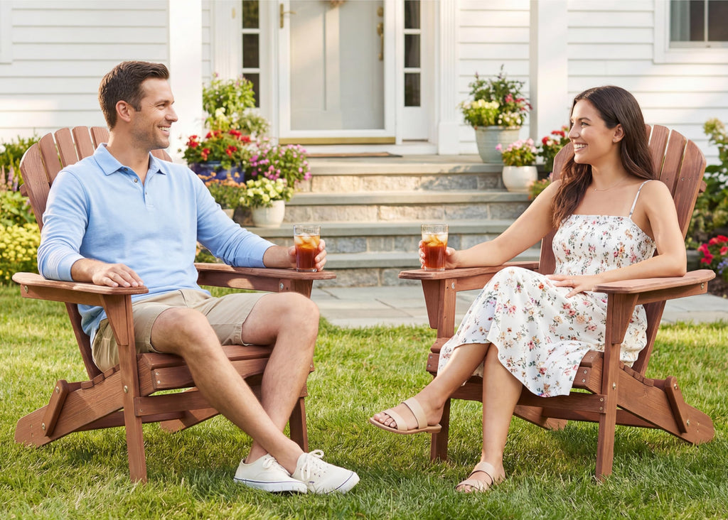 Wooden Folding Adirondack Chair Set of 2 Q36292