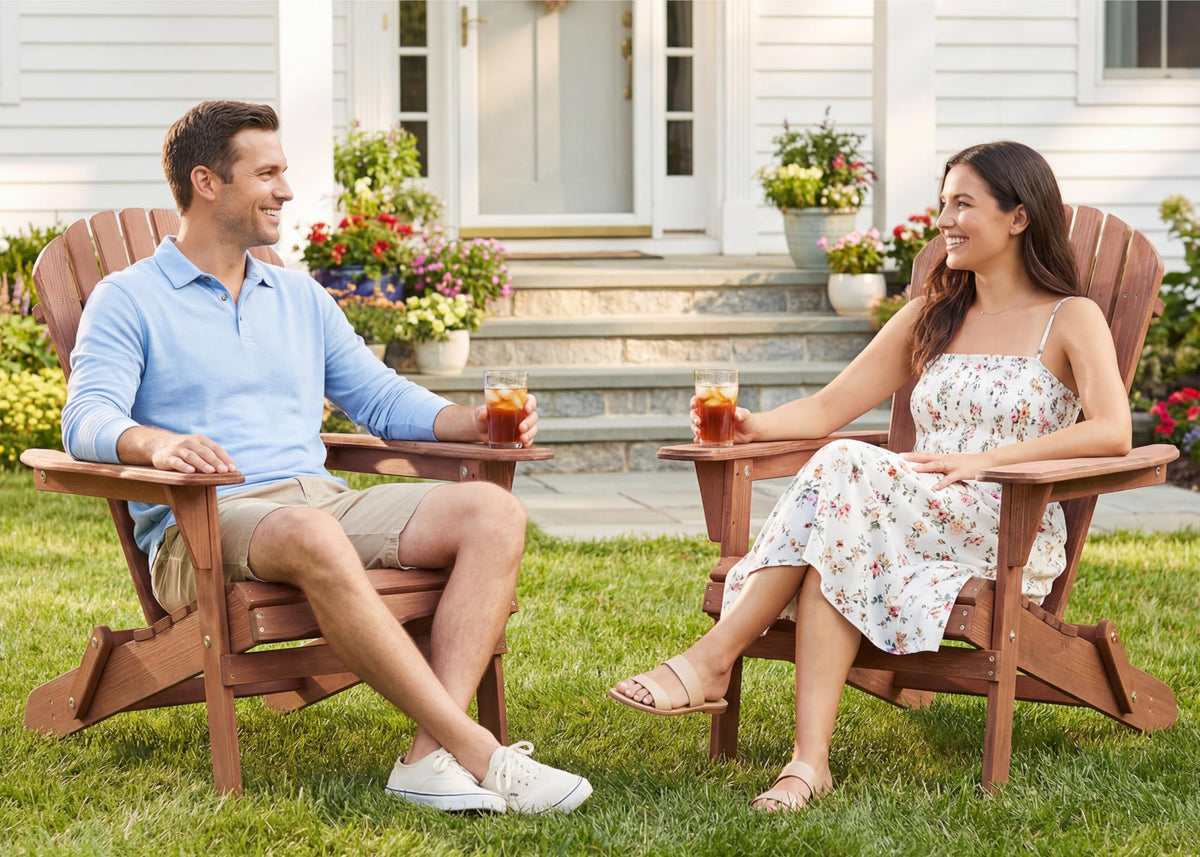 Wooden Folding Adirondack Chair Set of 2 Q36292