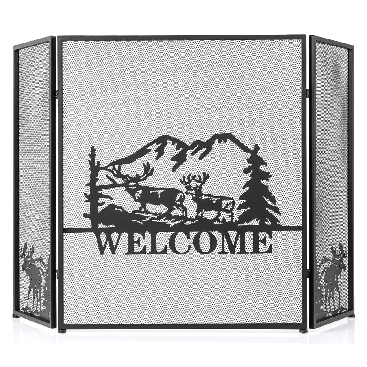 Foldable Fireplace Screen with Moose Pattern K79570