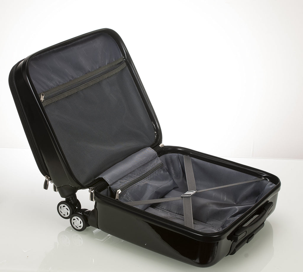 Hardside Rolling Computer Case, Carry-On, Black L3375