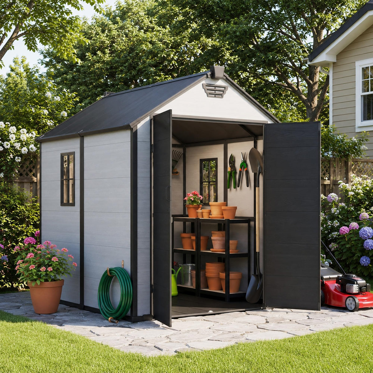 6x8 FT Resin Storage Shed with Floor O597