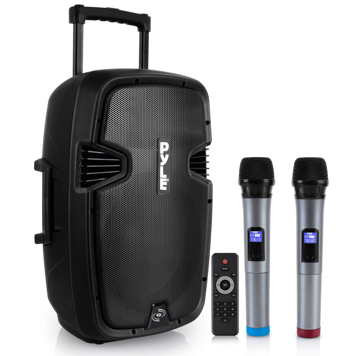 15-inch Portable PA Speaker System with 2 UHF Microphone T375