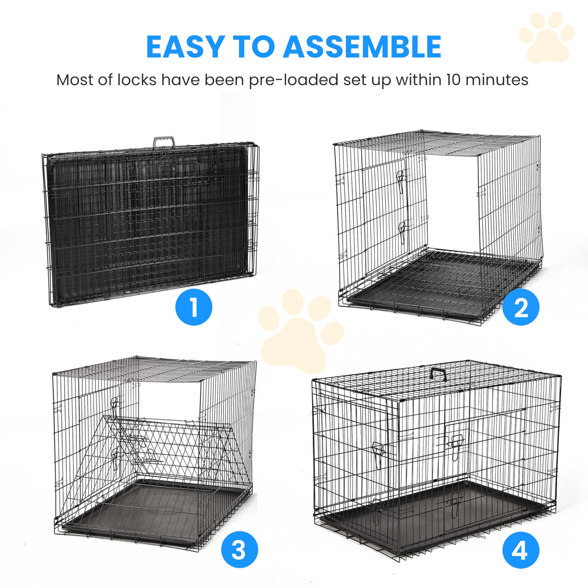 48-Inch Double Door Folding Metal Wire Dog Crate with Divider M826452