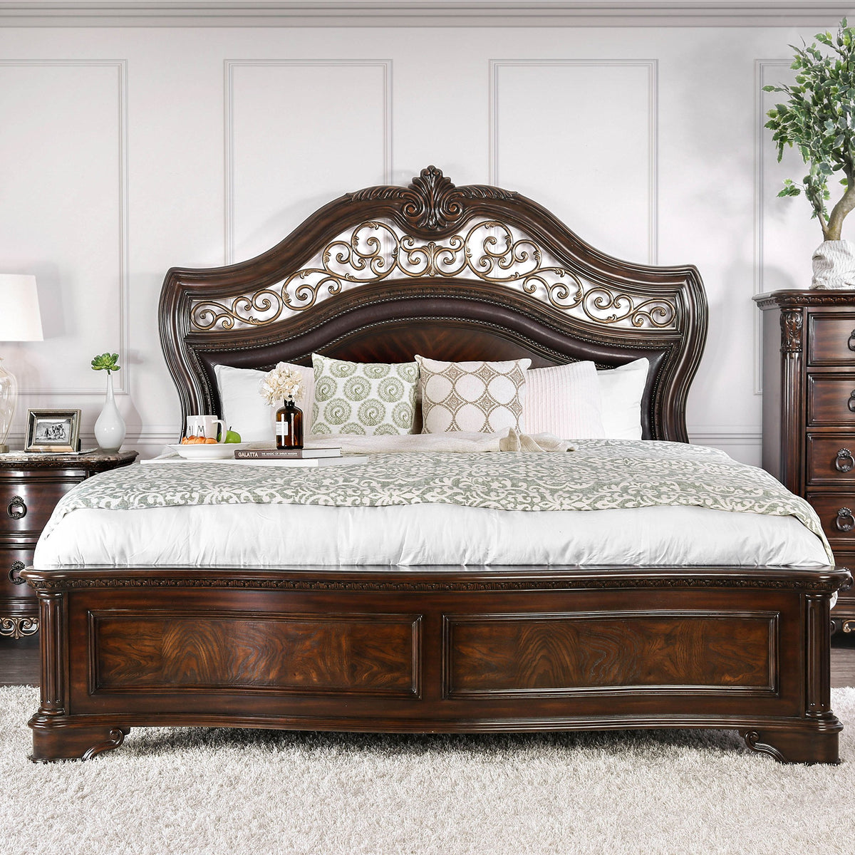 California King Brown Cherry Bed G30108